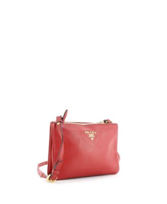 Small Double Zip Crossbody Bag Vitello Daino