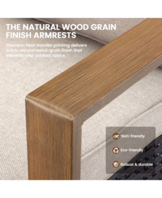 5-piece patio set with 4 swivel rattan chairs, thick cushions, and a 30-inch propane fire pit table for cozy outdoor gatherings.