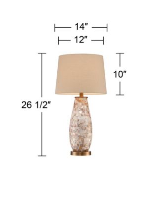 Cottage Table Lamps High Set of 2 Mother of Pearl Tile Vase Drum Shade for Living Room Family Bedroom Bedside Office