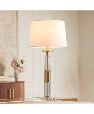 Alfred 30 1/2" High Soft Brass and Crystal Column Table Lamp
