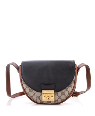 Small Padlock Saddle Shoulder Bag GG Coated Canvas and Leather