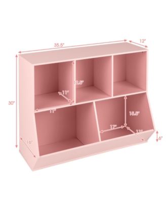 5 Cube Wooden Kids Toy Storage Organizer with Anti Tipping Kit