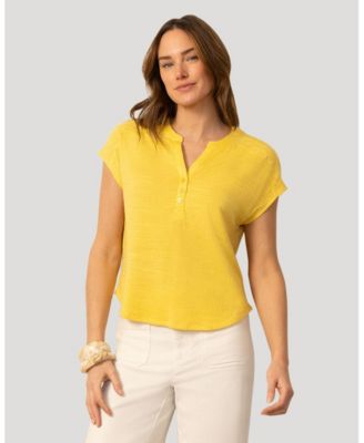 Women's Embroidered Henley Crinkle Tee