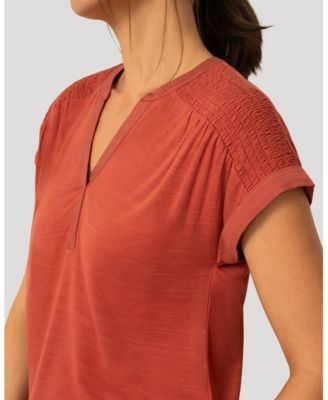 Women's Smocked Shoulder Tee