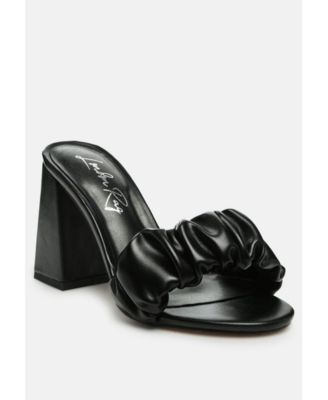 Womens Noie Ruched Strap Block Heel Sandals