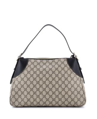 Large Emblem Shoulder Bag GG Coated Canvas with Leather