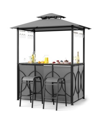 6.5 x 4 x 8 ft Grill Gazebo Set with Bar Table and Stools