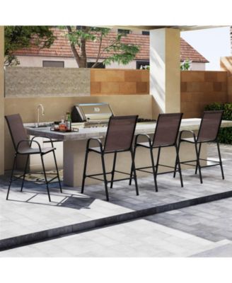 Outdoor Fabric Bar Stools Set of Two with Armrests