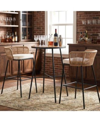 41 in Outdoor Bar Height Round Patio Table with Wood Top