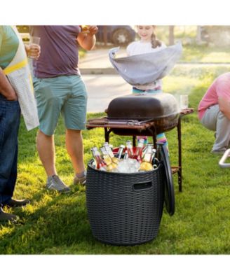 4 in 1 Patio Rattan Cool Bar Cocktail Table