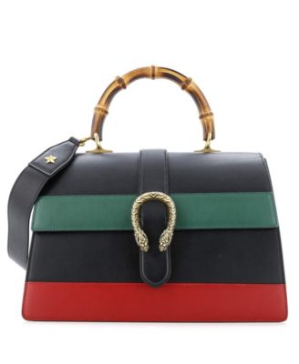 Large Dionysus Bamboo Top Handle Bag Colorblock Leather