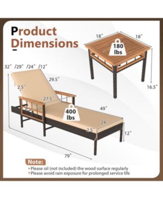 Adjustable Patio Rattan Lounge Chair with Built-In Side Table