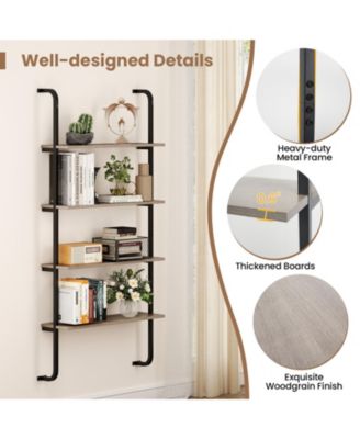 Industrial Four Tier Pipe Shelving with Metal Frame