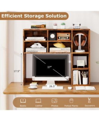 Desktop Bookshelf with Adjustable Shelves and Storage Cubes