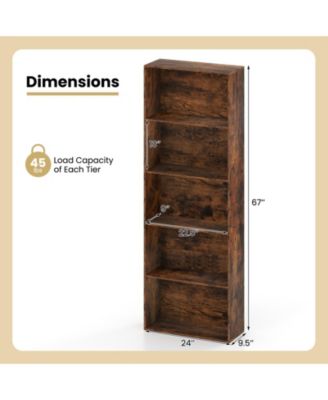 Five Tier Freestanding Bookshelf Storage Organizer Display Unit