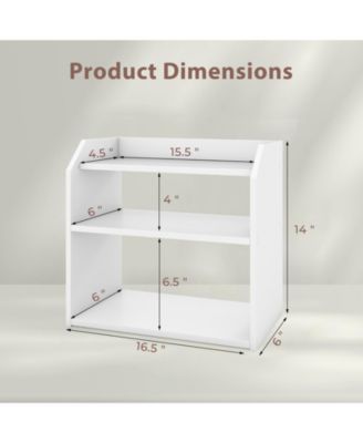Three Tier Desktop Bookshelf with Raised Guardrails for Countertop