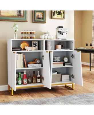 Modern Sideboard Cabinet with Four Doors and Storage Shelves