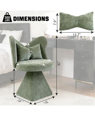 Vanity Chair with Butterfly Back, 360° Swivel Lounge Chair, Chenille Makeup Chairs with Sturdy Pyramid Base for Living Room, Bedroom