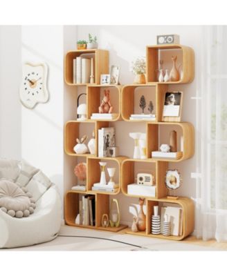 5-Tier S-Shaped Bookcase with 5 Open Cubes for Living Room