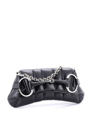 Small Horsebit Chain Shoulder Bag Vertical Quilted Leather