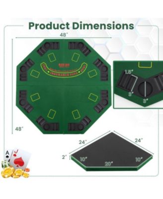 48 Inch 8-Player Foldable Poker Table Top with Carrying Bag and Cup Holders