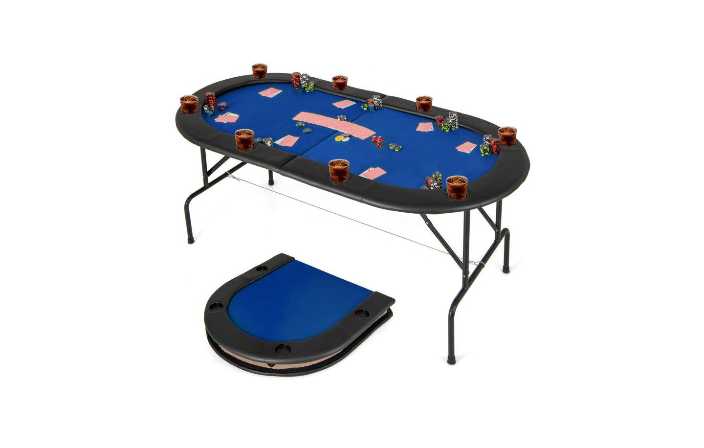 Детская игрушка HONGGE 8 Players Texas Holdem Foldable Poker Table, цвет: Синий — фото 2