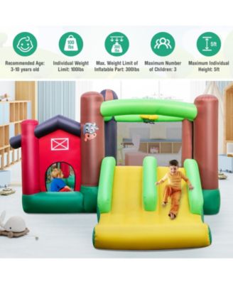 Kids Castle Slide Bouncer 6-in-1 Inflatable Castle with Trampoline and 680W Blower