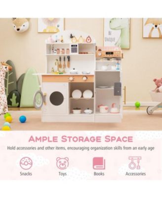 Kids Kitchen Set Wooden with Coffee Makers and Accessories