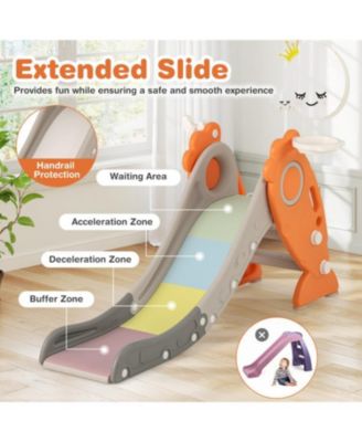 4-in-1 Indoor Slide for Kids with Basketball Hoop and Rings
