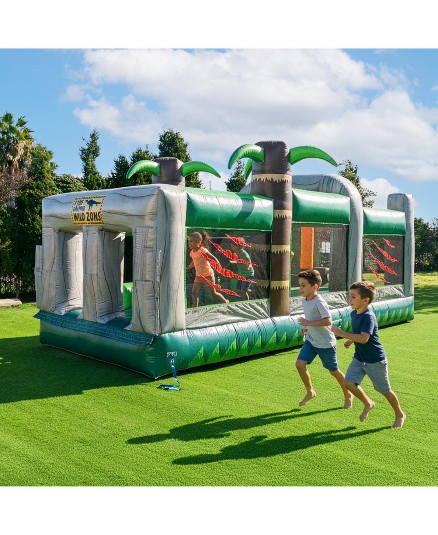 Детская игрушка HeroKiddo T-Rex Adventure 20 Commercial-Grade PVC Vinyl Inflatable Obstacle Course, Up to 2 Users, Ages 3+, цвет: Серый — фото 4