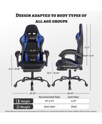 Ergonomic Gaming Chair with Footrest & Lumbar Support