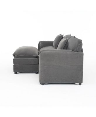 Deep Seat Sectional Sofa Cloud Couch with Ottoman, Modern Chenille Comfy Love Seat Upholstered Modular L Shaped Couch,DIY Combination