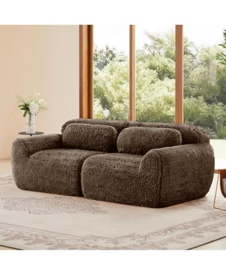  2-Seater Modular Sectional Sofa, Plush Fabric, High-Density Sponge, No Assembly