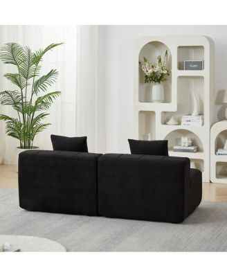 Chenille Curved Sectional Sofa with 8 Pillows, Curved Symmetrical Modular Sofa