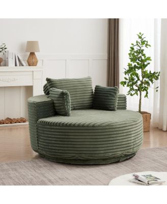 Streamdale 55"L Corduroy Foam Single Swivel Chair, Fluffy Modern Sleeper, 360 Degree Swivel