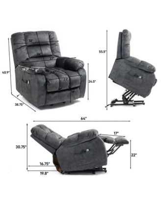 Velvet Power Lift Recliners with Heat & Massage, Lift Chair Relax Sofa Chair for Living Room