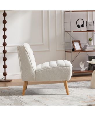 Modern Armless Accent Chair with Metal Legs, Velvet Upholstered Small Chair for Living Room, Bedroom and Office