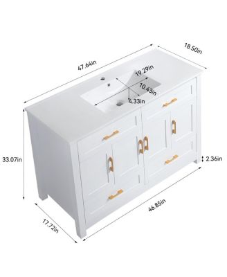 48" Transitional Bathroom Vanity with Ceramic Sink, Soft Close Doors,  MDF Cabinet, Elegant Storage Space for Modern Homes
