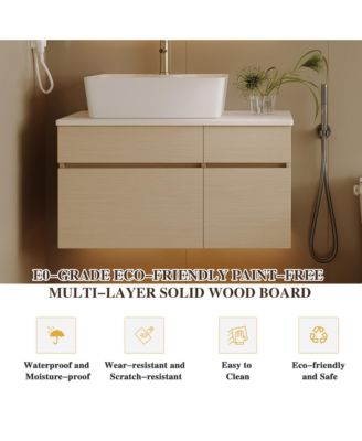 31.5 Inches Floating Single Small Bathroom Vanity with Sink