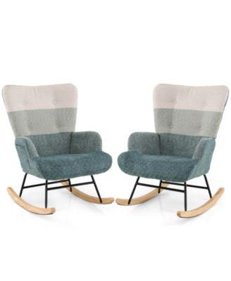 Nursery Rocking Chair with Ergonomic Armrests and High Back