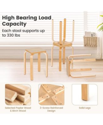 Stackable Stools Set of Four with Square Tops