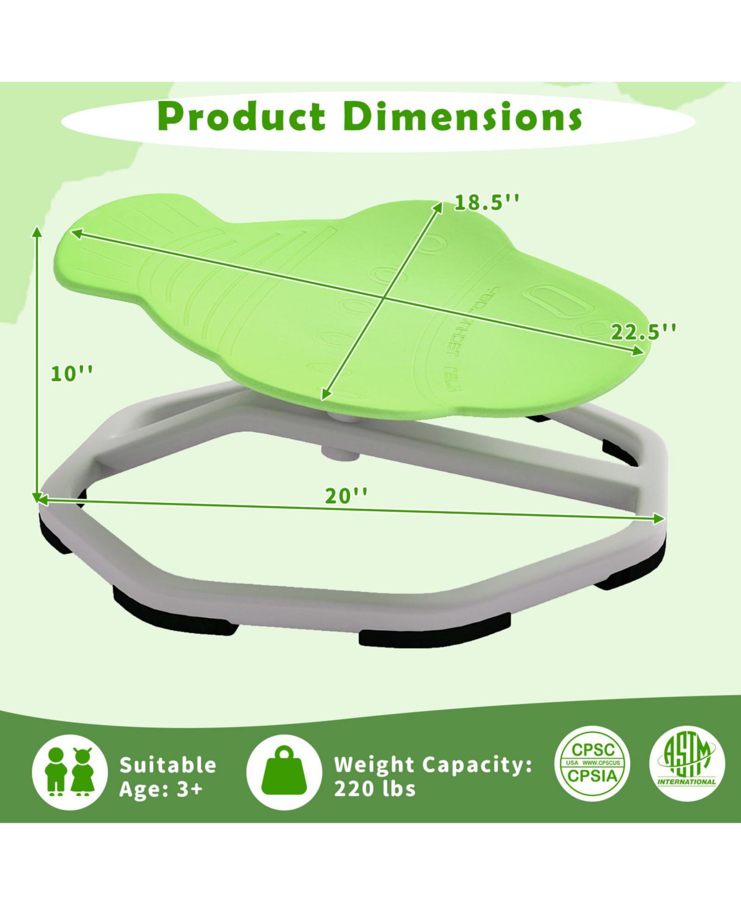 Kids Sensory Swivel Chair with 360 Degree Spinning Base
