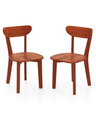 Solid Wood Dining Chairs Set of Two with Curved Backrest