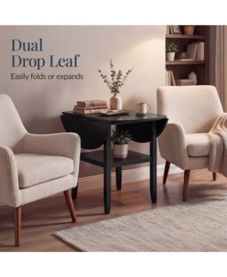 Round Dining Table, 42"  Small Kitchen Dining Table for 4  w/ Dual Leaf