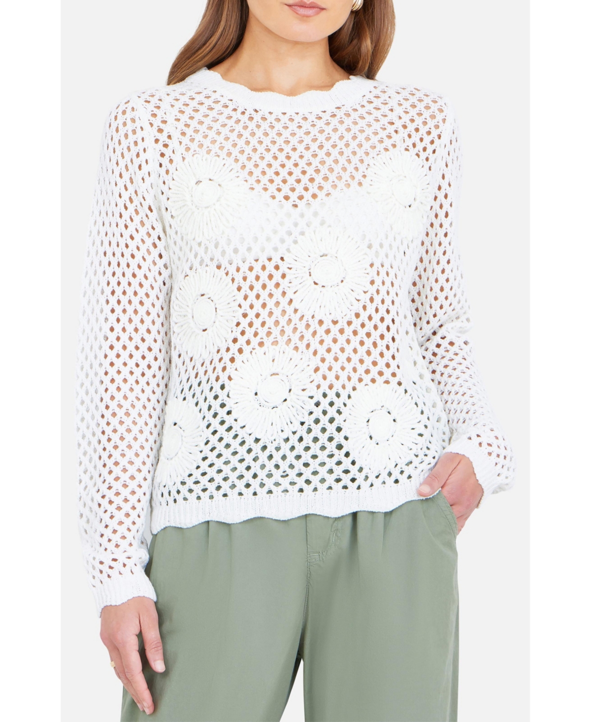 Yumi Women's Flower Crochet Jumper