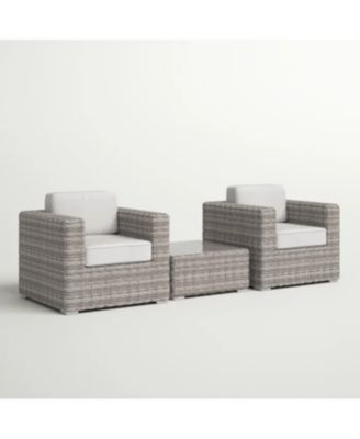 Fully Assembled 2 Person Rattan Wicker Seating Set with Cushions Tempered Glass Coffee Table for Backyard