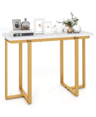 Modern Entryway Console Table with Marble Top and Metal Frame