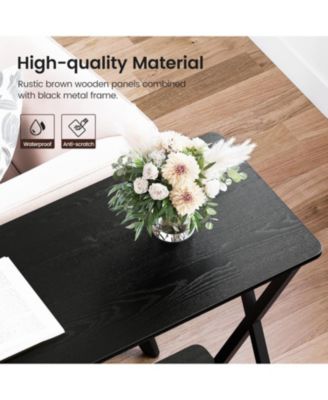 Slim 2-Tier Industrial Console Table, Space-Saving Sofa Side Table with Storage, Metal Frame for Entryway, Living Room