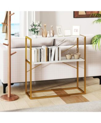 Two Tier Entryway Console Table with Wood Shelves and Frame