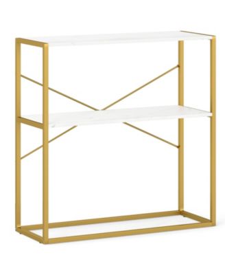 Two Tier Entryway Console Table with Wood Shelves and Frame